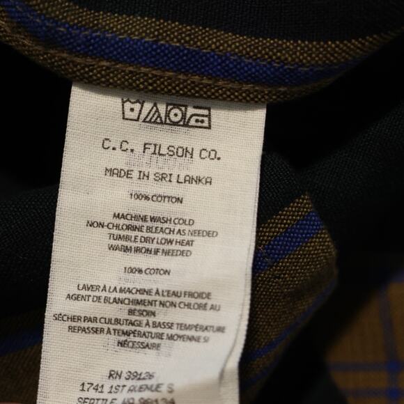 FILSON Rustic Short Sleeve Camp Shirt Golden Tan/Navy Size L - Picture 5 of 8